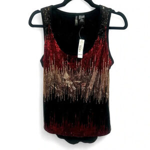 NWT Bisou Bisou ombre sequined tank top with racer back size medium